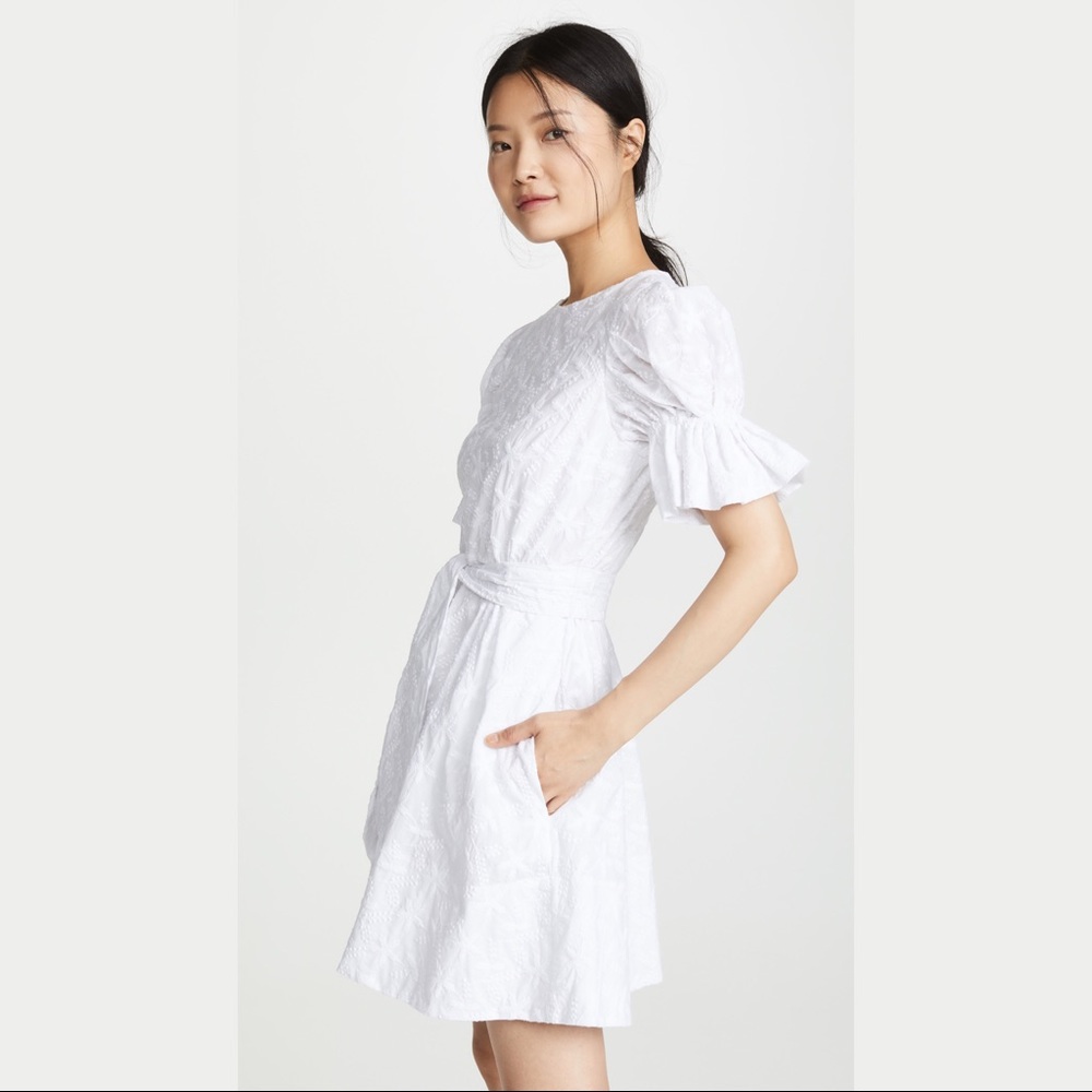 NWT Saloni White All-over Embroidered Ciara Dress - Picture 2 of 16